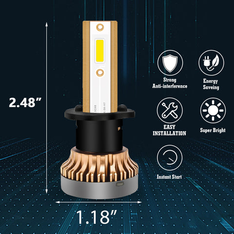 Golden Yellow high power 60W H1 COB LED bulbs Golden Yellow LED Headlight Bulbs