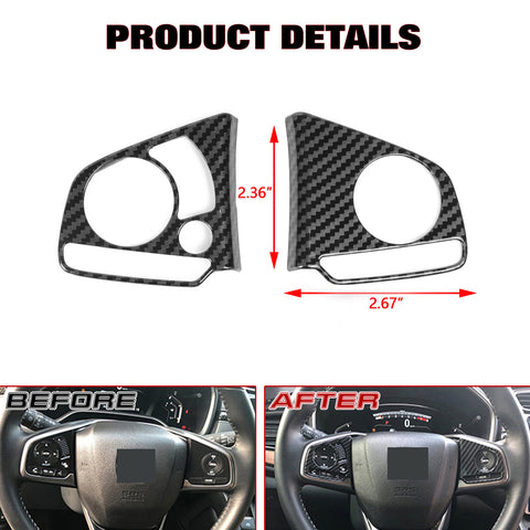For Honda Civic 2016-2021 Carbon Fiber Texture Steering Wheel Button Cover Trim