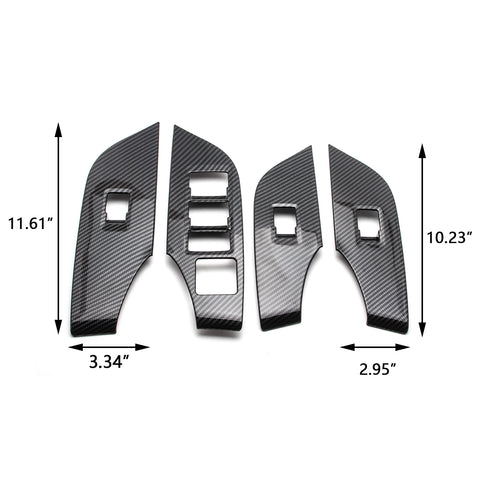4pcs Door Window Lock Panel Switch Bezel Cover Driver Passenger Side for Toyota RAV4 2019-2024, Carbon Fiber Pattern Window Lift Switch Panel Cover Trim