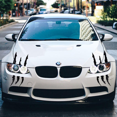 12 inch Vinyl Headlight Taillight Claw Scar Scratch Decal Monster Stripe Decor Sticker Black/ Green/ Red/ Silver