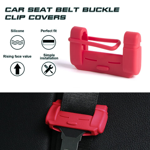 2x Red Silicone Car Safety Seat Belt Buckle Clip Cover Kit Universal for Cars