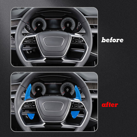 Steering Wheel Paddle Shifter Cover Trim, CNC Aluminum Alloy, Compatible With Audi A3 A4 A5 A6 A7 A8 S3 S4 S5 S6 S7 S8 RS3 RS6 Q3 Q5 SQ5 Q7 (Blue)