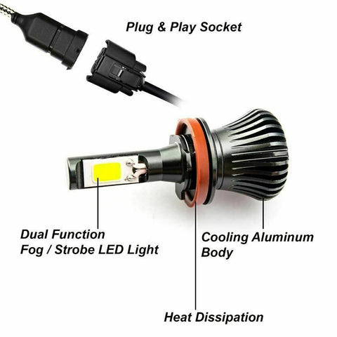 2x H11 H16 H8 LED Fog Driving Light 3000K Golden Yellow Bright Bulb Strobe Flash