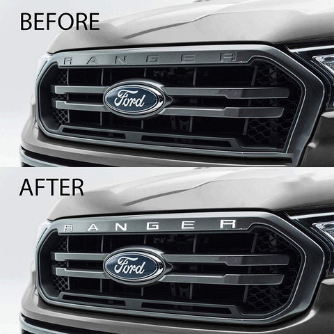Glossy White Thin Vinyl Letter Insert Decal Sticker for Ford Ranger 2019 Front Grille Hood