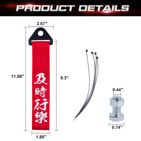Red Nylon Carpe Diem Racing Towing Front Rear Bumper Strap Universal for Car