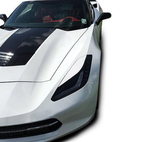 Styling Headlight Eyebrow Eyelid Cover Trim Decal Overlays Sticker for Chevy Corvette 2014-2019, Glossy Black / Glossy Red / Glossy White