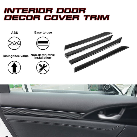Carbon Fiber Pattern Door Strip Cover Decal For Honda Civic 10th Gen 2016-2021