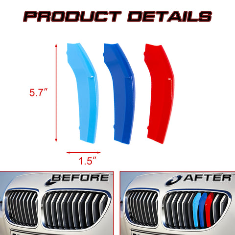 Tri-Color Front Kidney Grille Insert Cover Trim For BMW 6 Series F12 F13 2012-15