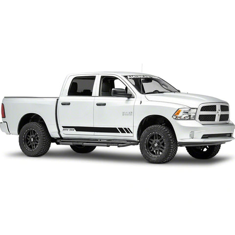 2pcs Glossy Black / White Car Side Skirt Stripe Sticker Lower Door Panel Molding Trim Decal for Dodge Ram 2009-2017