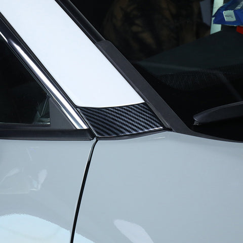 Exterior Front Side Door Window A Pillar Molding Cover Trim Compatible With Toyota RAV4 2019-2024,Carbon Fiber Pattern