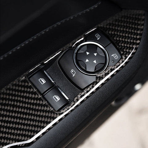4X Inner Carbon Fiber Window Switch Frame Cover Trim For Ford Mustang 2015-2022