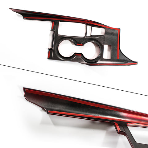 ABS Carbon Fiber / Red / Blue / Wood Gear Shift Frame Console Panel Trims Cover Cup Holder Decor Decal for Toyota Camry 2018-2024