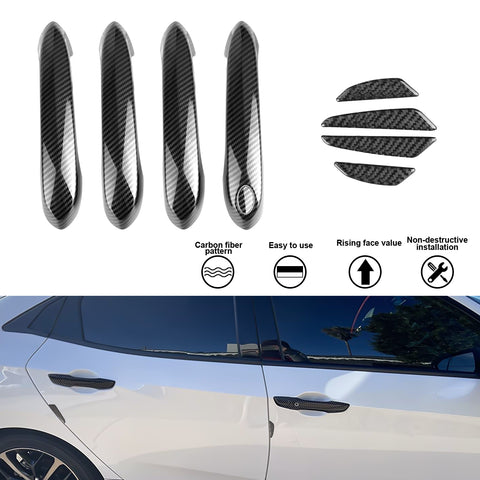 Carbon Fiber Style Door Handle+Door Edge Protect Guard Trim For BMW 330i 2019-21