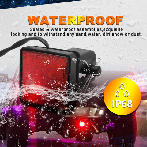 15-LED Red Lens Tow Hitch Receiver Brake Tail Light w/ Adapter For Truck 2"