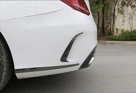 Carbon Fiber Style Rear Bumper Air Vent Spoiler Splitter Canard Insert Cover Trim Fit For Mercedes Benz W205 C-Class 4 Door Sedan C43 C63 AMG C180 C200 C300 2015+