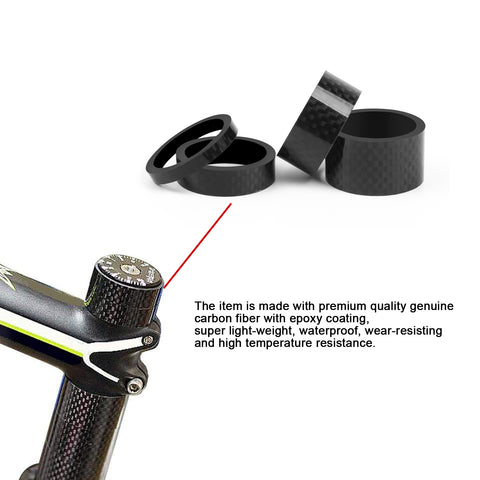 4pcs Carbon Fiber Road Bike MTB Headset Stem Washer Spacer Set Kit 5/10/15/20MM