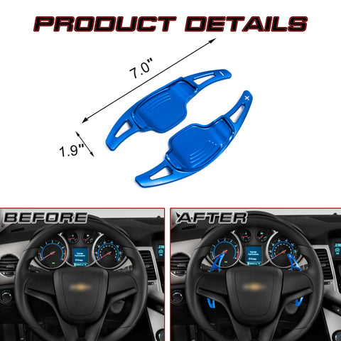 Blue Add-on Steering Wheel Paddle Shift Extension For Chevy Camaro 2012-2015