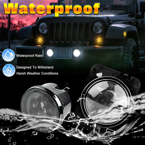 LED Turn Signal + Side Marker Fender Lights Smoked Lens For Jeep Wrangler JK