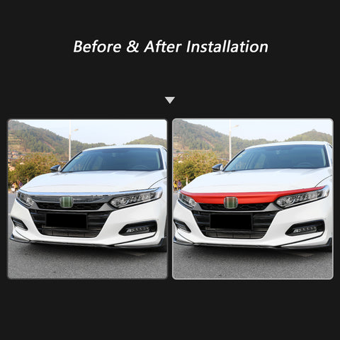 5pcs Red / Carbon Fiber Style Vinyl Front Hood Grille Grill Molding Trim Sticker Decal for Honda Accord 2018 2019