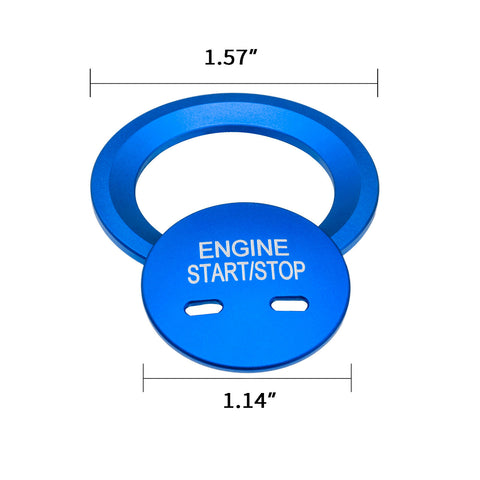 Blue/ Gold/ Red/ Silver Keyless Engine Start Stop Button Cap with Surrounding Trim Ring for Chevy VW Cadillac GMC