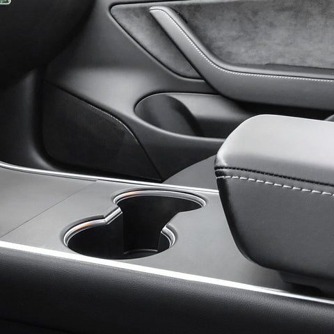 3pcs for Tesla Model 3 Center Console Wrap Sticker, Armrest Cup Holder Box Panel Trim, Protective Film Anti-Scratch Decal, Black Color Carbon Fiber Pattern / Matte Black / Matte White / Brushed Silver