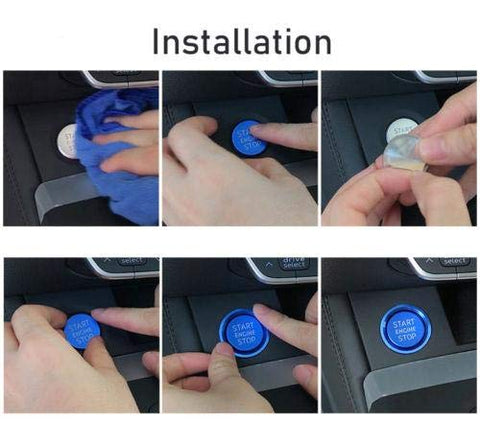 Blue/ Red Start Engine Stop Push Button Cover + Ring Fit Audi A4 A5 Q5 - S Line Style Start Stop Button Decor