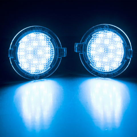 2pcs Xenon White / Ice Blue Error Free High Power LED Side Mirror Puddle Lights for Ford F-150 Raptor Explorer Expedition