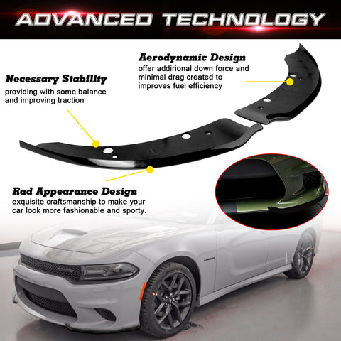2X Black Bumper Corner Spoiler Splitter Trim For Charger SRT Scat Pack 2015-2019