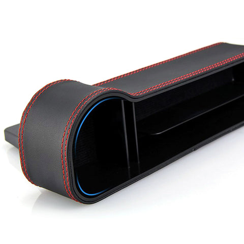 Black Leather Console Side Pocket Organizer, Car Seat Catcher w/Cup Holder Compatible With Drinks, Key, Wallet, Phone, Sunglasses, etc