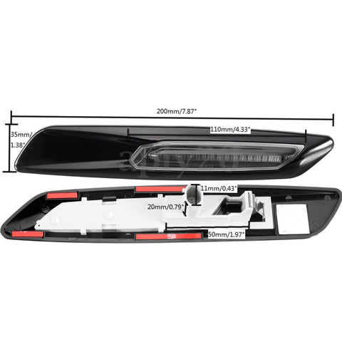 Amber LED Side Marker Light Lamp Assembly for BMW 1 3 5 Series F30 E81, Smoked/ Chrome Silver Housing