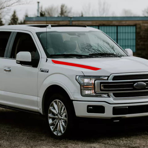 Glossy Black / Matte Black / Glossy Red Hood Spear Cowl Stripe Graphic Vinyl Decal Sticker for Ford F150 F-150 2015-2019