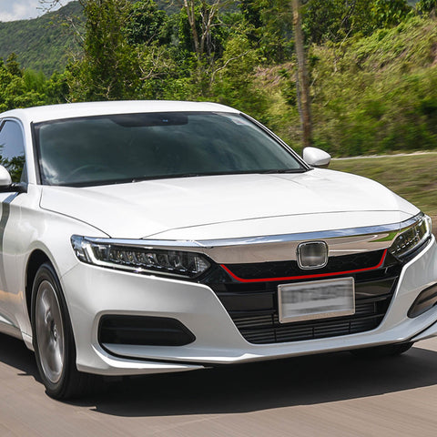 Front Grille Pinstripe Vinyl Overlay Sticker Glossy Red, Pre-cut Styling Front Hood Panel Edge Molding Trim Decal for Honda Accord 2018 2019 2020
