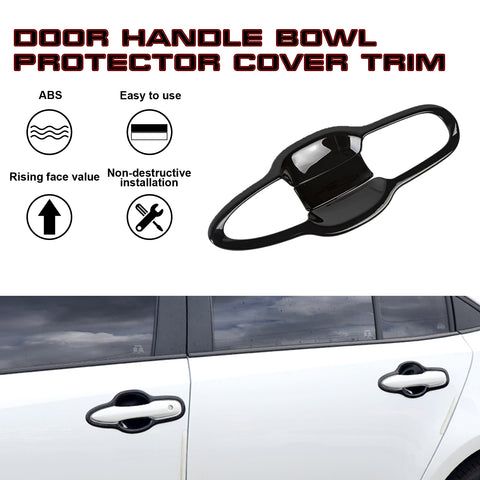 8x Gloss Black Side Door Handle Bowl Cover Decor Trim For Toyota Camry 2018-2024