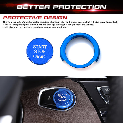Sporty Blue Engine Start Stop Button Ring Cover for BMW 1 2 series F20 2014-up
