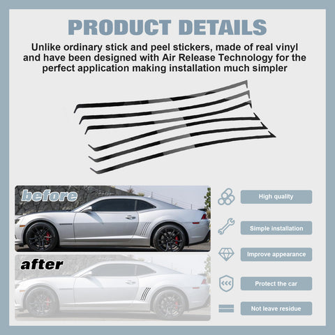 For Chevy Camaro SS RS LS 2010-2015 Black Vent Grill Inserts Vinyl Decal Stripes