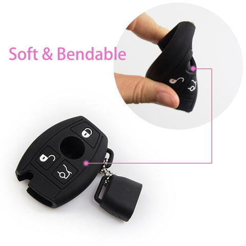 Black Soft Rubber Remote Smart Key Cover Holder Key Fob Shell Case for Mercedes C E R S M GLK CLA CLK CLS SLK