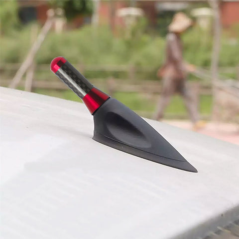 Carbon Fiber Red Aluminum Antenna Roof Hood Mount Mast 1.4'' inch Screw Type AM/FM Radio Car Antenna Aerial JDM Replacement Universal Fit