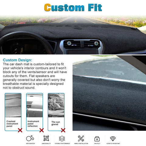 Center Console Dashboard Mat Pre-Cut Non-Slip Sunshield Sun Glare Protector Dash Carpet Pad Black Cover Compatible with Ford Fusion 2014-2019