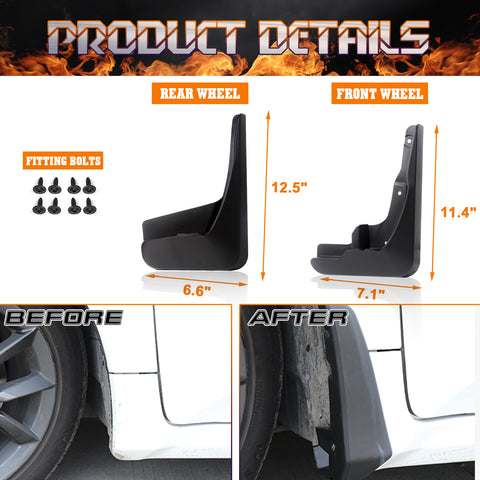 For 2008-2016 Toyota Venza 4PCS OE Style Front+Rear Splash Guard Mud Flaps Set