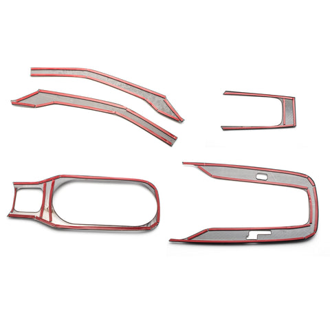 5pcs Carbon Fiber Pattern Stainless Steel Car Gear Shift Knob Console Panel Trims Cover Cup Holder Frame Cover for 2019 2020 2021 Toyota Corolla ((Regular Gasoline Version, Not fit Hybrid Version))