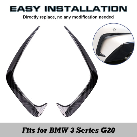 2pcs Exterior Rear Bumper Spoiler Lower Side Air Vent Frame Cover Trim For BMW 3 series G20 2019-2021, Style A-Carbon Fiber Black