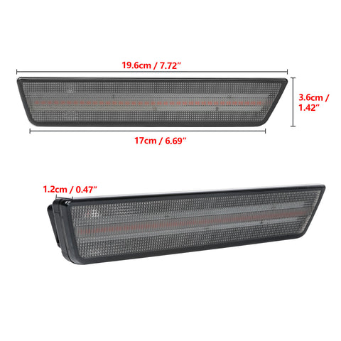 Rear Side Marker Light Compatible For Dodge Challenger 2008-2014, Dodge Charger 2011-2014 LED Red Rear Bumper Sidemarker Light Fender Parking Lamp Assemblies, Smoked Lens