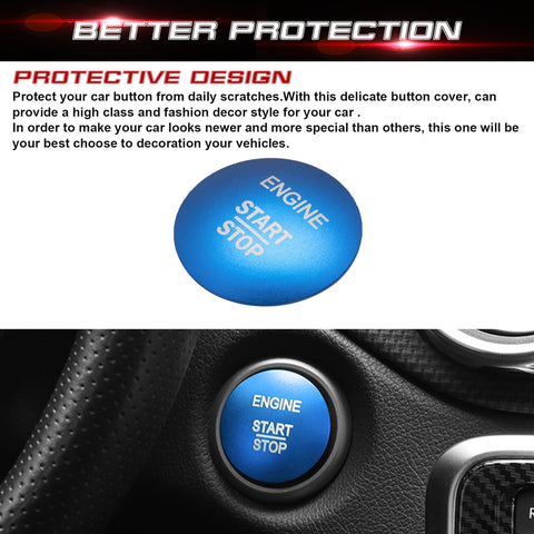 Aluminum Keyless Start Engine Stop Push Button Stickers Cover Trim Compatible with Mercedes Benz B C E S G CL SL ML GL CLA GLA GLC GLK GLS Class(Blue)