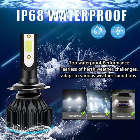 8000K Ice Blue LED Headlight Bulb All-in-One Conversion High Low Beam Kit, 6000LM Super Bright Fog Light Replacement