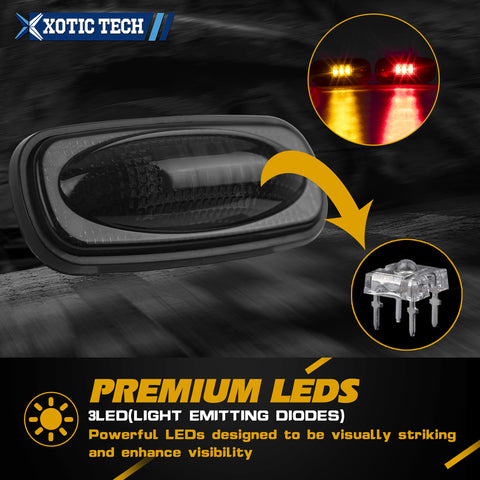 LED Fender Marker Replacement For DODGE 2003-2009 RAM 2500 3500, Smoked Lens Amber Red LED Fender Bed Side Marker Lights Set Assembly Heavy Duty Dually Truck Double Wheel Side Rear Fenders