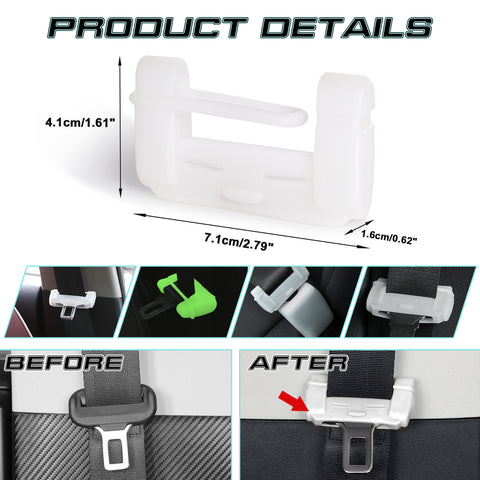 2PCS White Night Glow Warning Anti-Scratch Seat Belt Buckle Clip Cover Protector