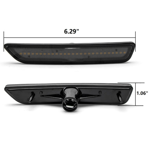 2x Smoked Lens Amber / White LED Front Side Marker Light Lamp Kit for Ford Mustang 2010-2014, Direct Replace, Super Bright 27-SMD