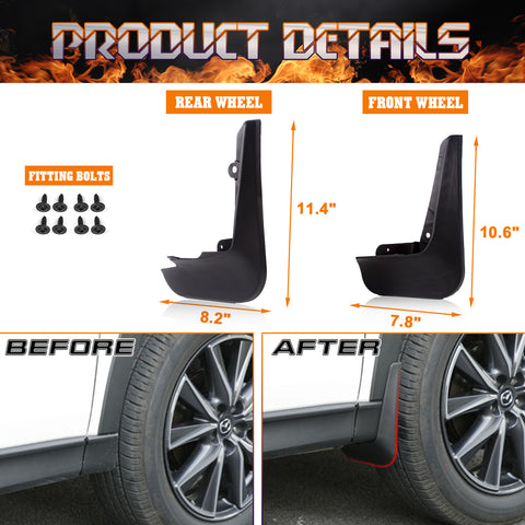 Front Rear Mud Flaps Mudguard Splash Guards Accessories For Mazda CX5 2017-2022