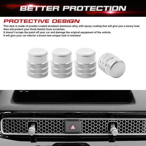 For Honda Civic 11th Gen 2022+ Silver Console AC Air Outlet Knob Overlay Trim 4X