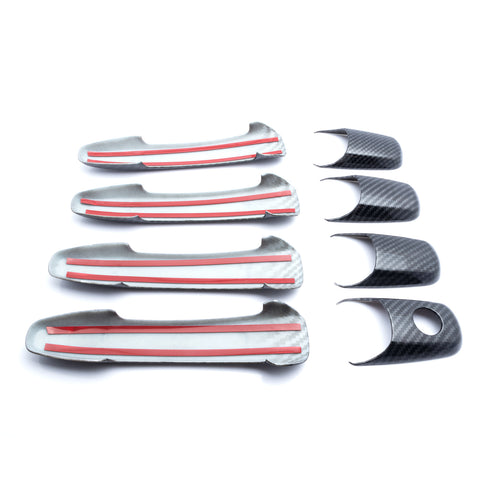 Carbon Fiber Look Side Door Handle Moulding Cover Guard Trim for Ford Edge Fusion Mustang Lincoln MKZ MKX 2007-2010